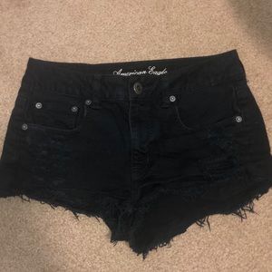 American Eagle black denim shorts